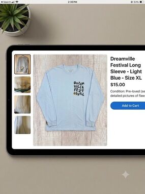 Dreamville Festival Long Sleeve Tee - Light Blue-Preloved-see pics